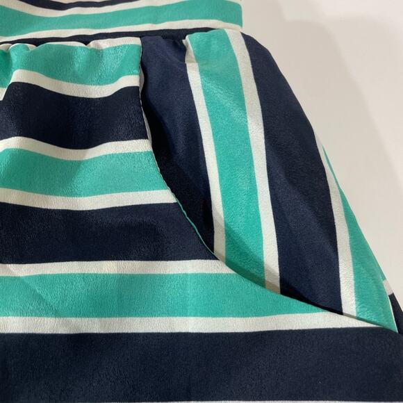Everly Navy Aqua Stripe Skirt Lined with Pockets Size L - Picture 8 of 9